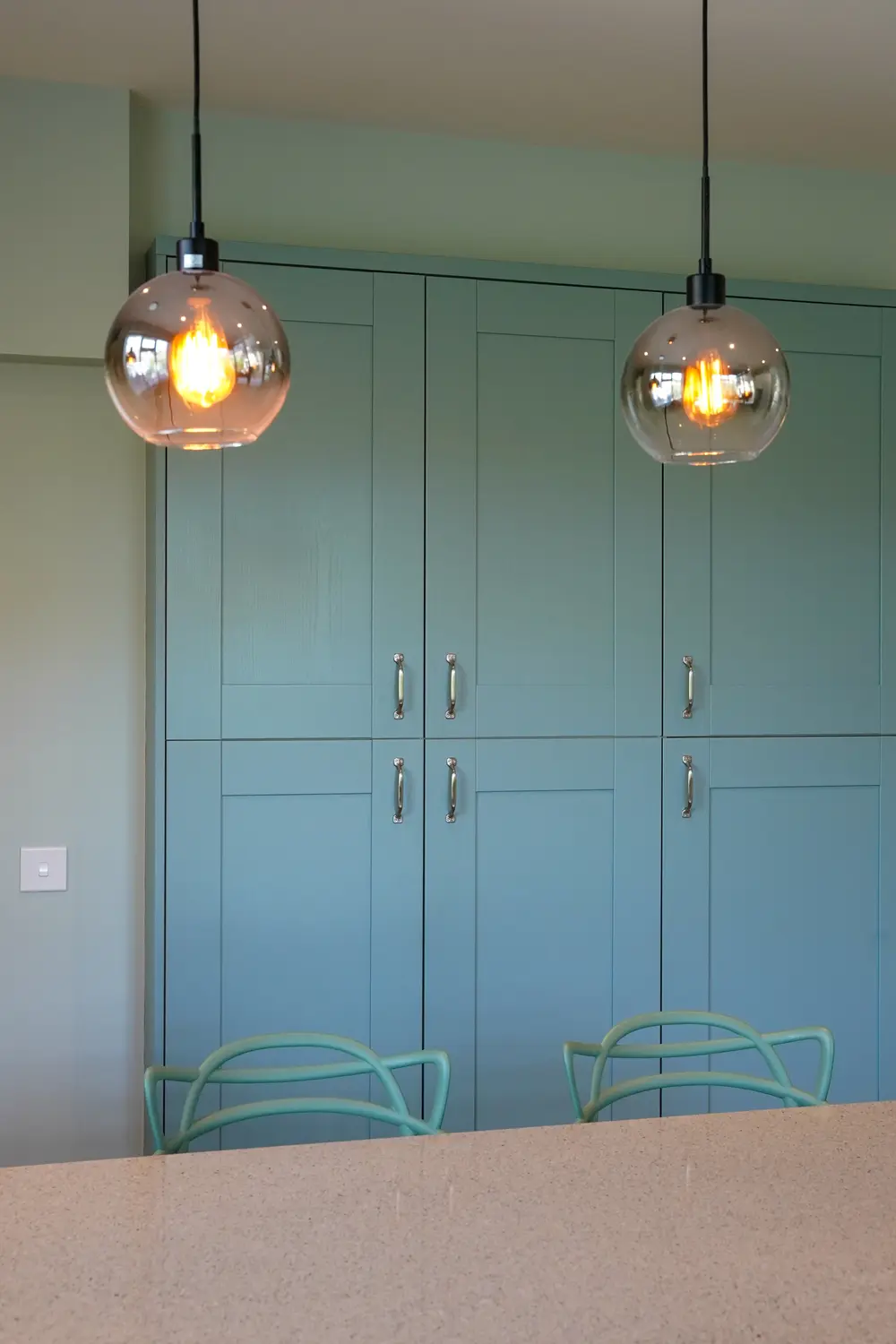 Painted Ivory and Steel Blue Kitchen