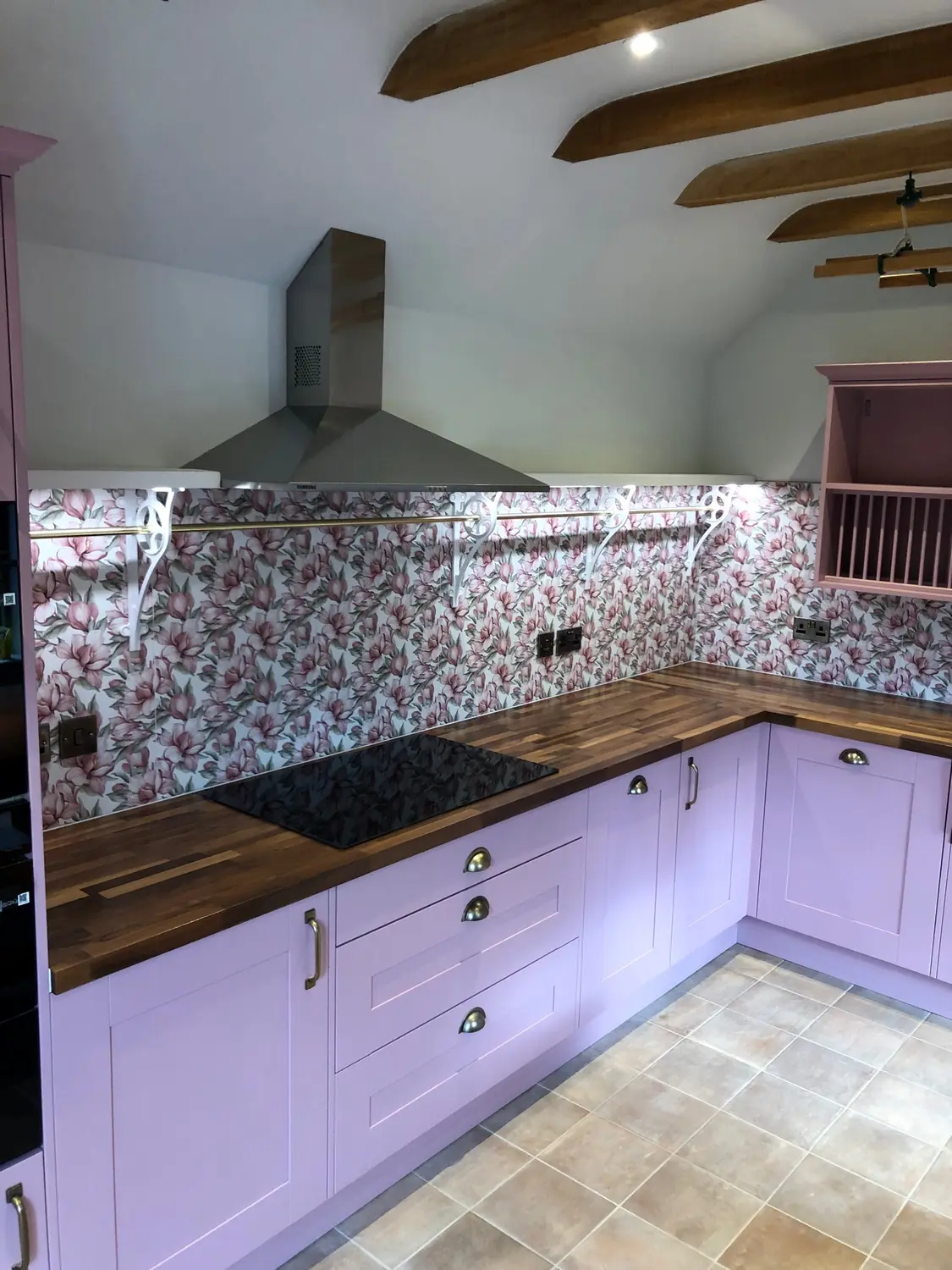 Pink Shaker Painted Kitchen