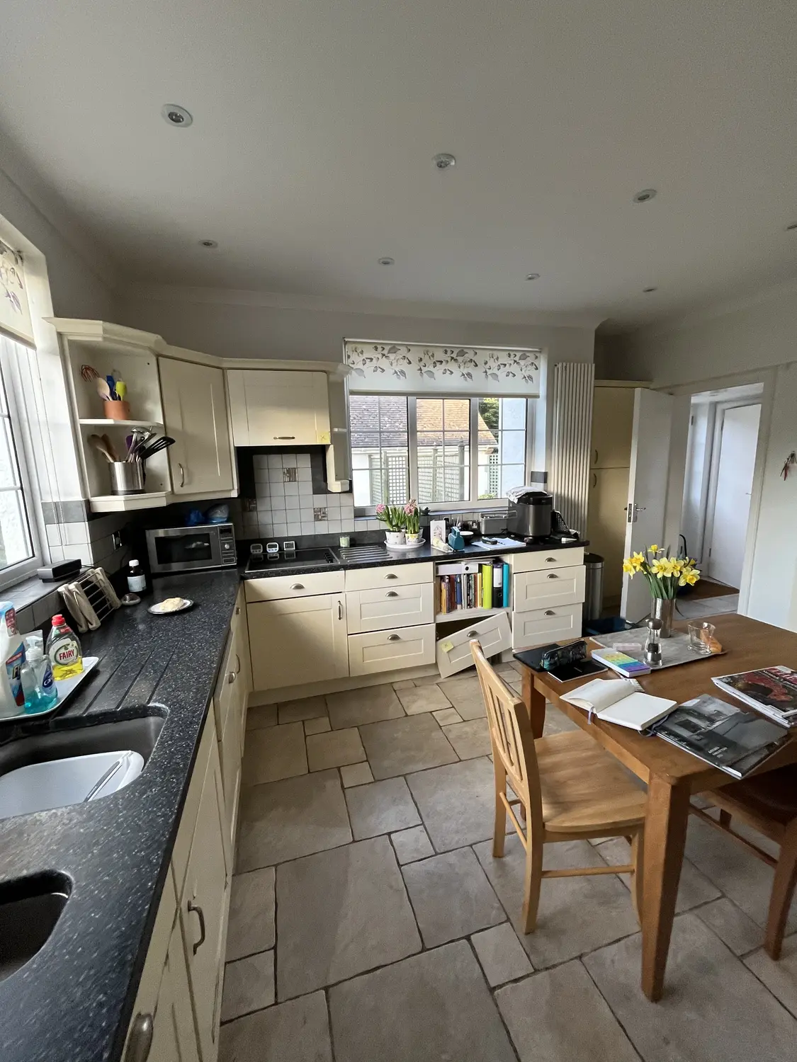 Painted Ivory and Steel Blue Kitchen